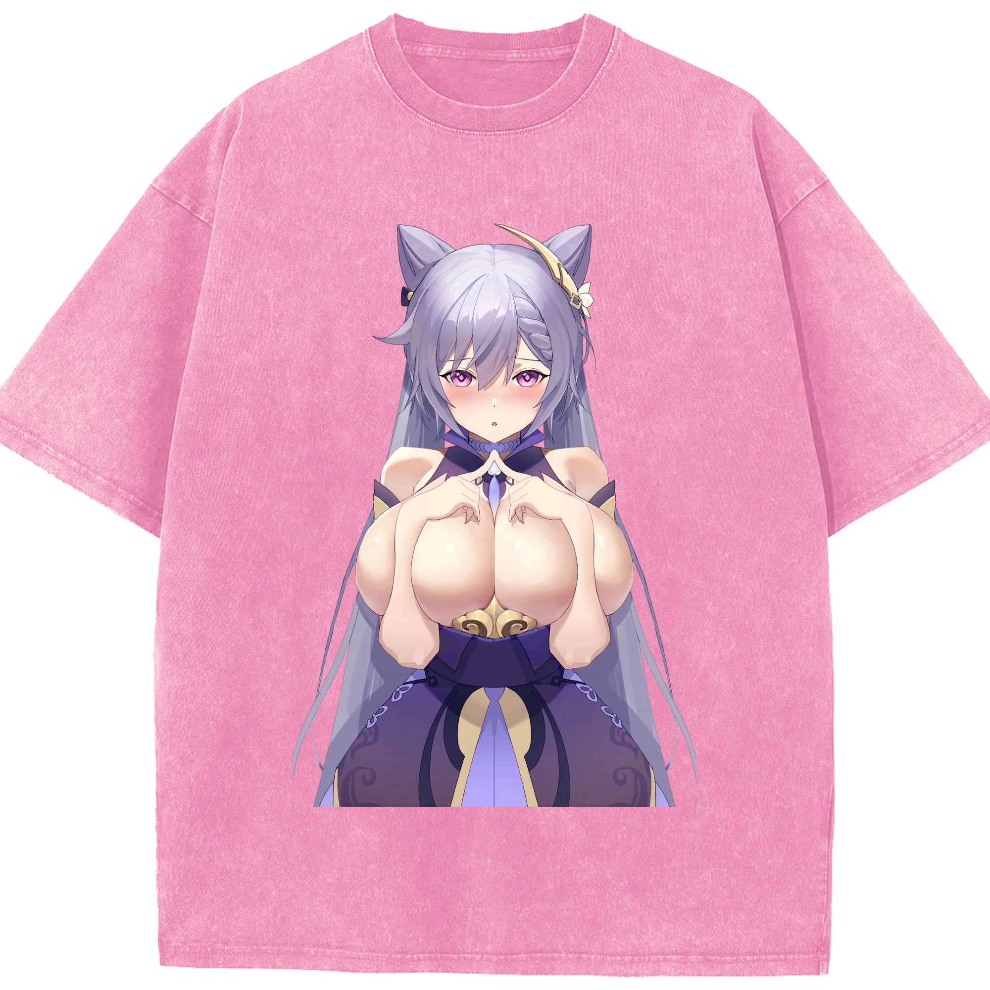 げんし神 刻晴 こくせい genshin Kokusei 綿100% ヴィンテージ風 半袖Tシャツ（フロントプリント）